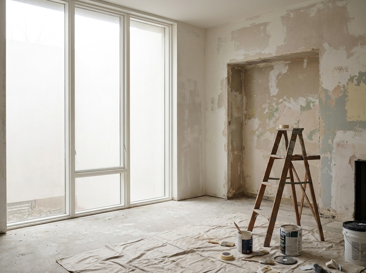 The same room before renovation, unfinished.